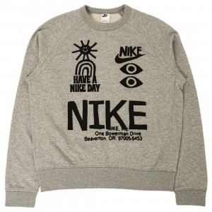 Nike Men Sportswear French Terry Crew Long Sleeve Tee (dk grey heather)