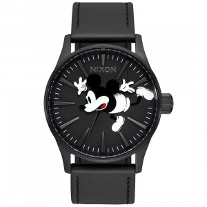 Nixon x Disney Sentry Leather Watch - Mickey Fall (black / all black)