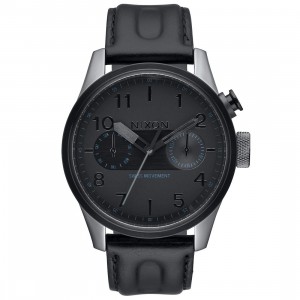 Nixon Safari Deluxe Leather Watch (black / gunmetal)