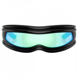 Ray-Ban x A$AP Rocky Ultra Wrap 001 Sunglasses (black / light grey mirror blue)