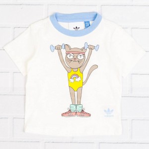 Adidas art Toddlers Mini Rodini Tee (white / off white / bahia light blue)