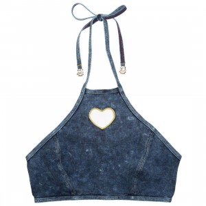 Lazy Oaf Women Jean Bikini Top (blue / denim)