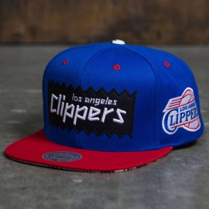 BAIT x NBA x Mitchell And Ness Los Angeles Clippers STA3 Wool Snapback Cap (royal / red)