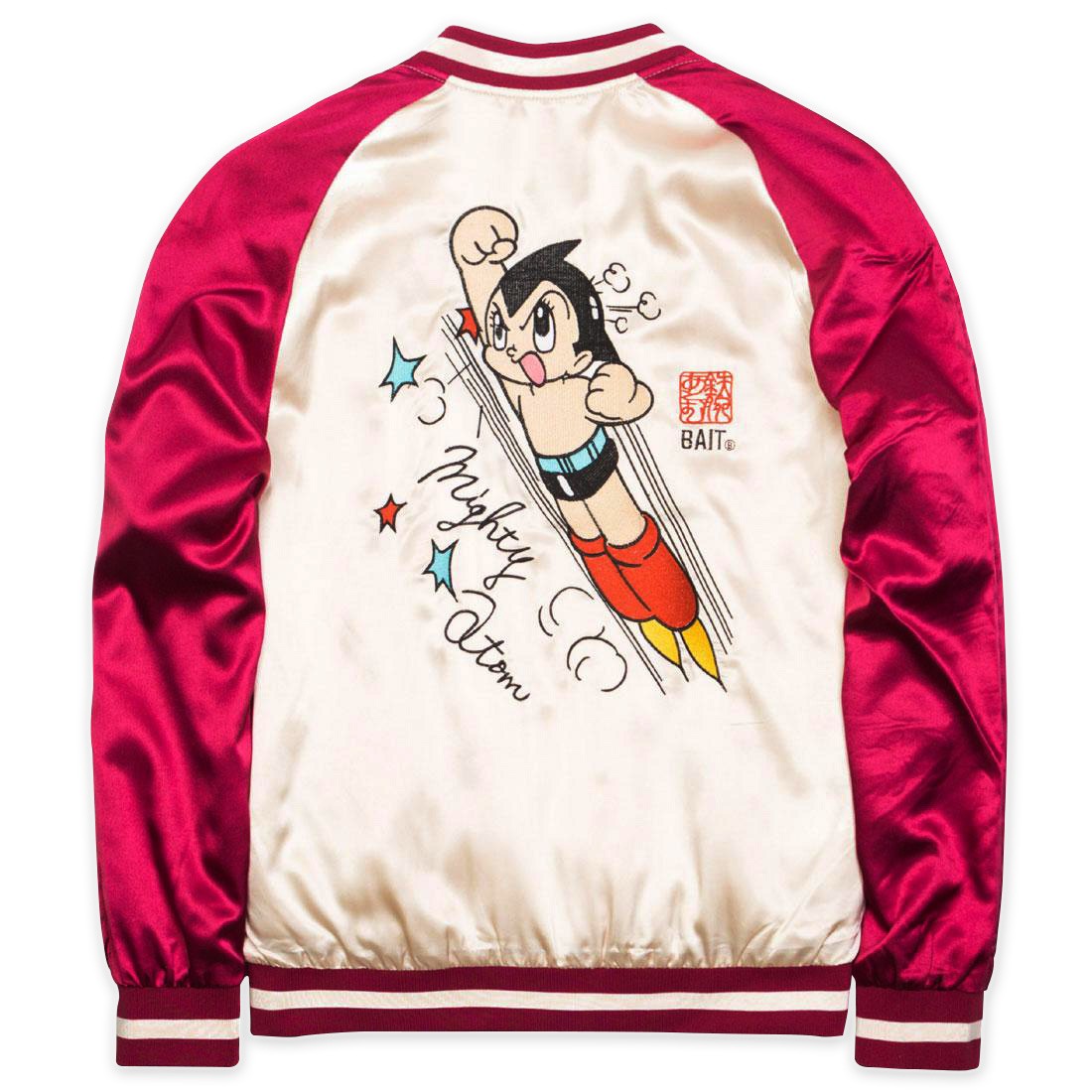 BAIT x Astro Boy Men Mighty Atom Souvenir Jacket maroon white