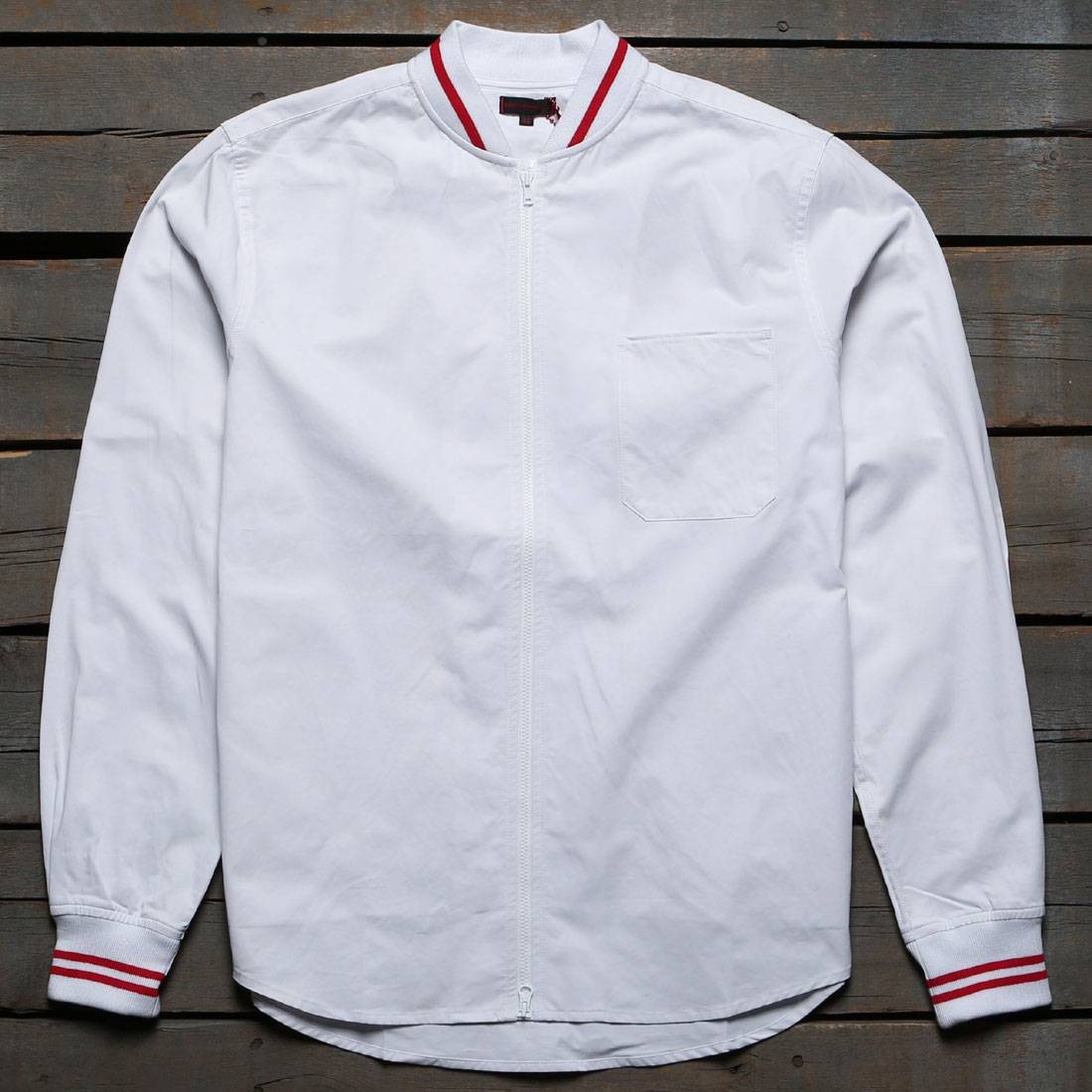 CLOT Men Ribbed Zip Up Shirt (white)