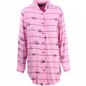 Lazy Oaf Women Eyeline Long Sleeve Shirt (pink)