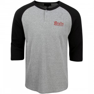 Brixton Men Barley 3/4 Sleeve Tee (gray / black)