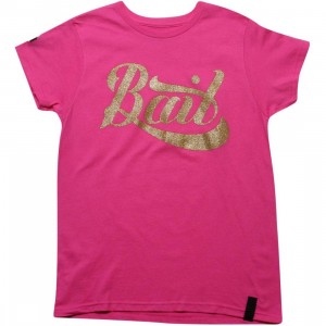 BAIT Womens Script Logo Tee (hot pink / gold)