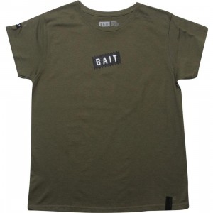 BAIT Womens Slanted Box Logo Tee (army)