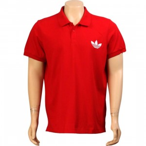 Adidas Pique Emblem Polo (light scarlet / white)