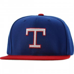 American Needle Texas Rangers Replica Wool Snapback Cap (royal / red)