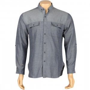 ARSNL Grant Woven Long Sleeve Shirt (blue chambray)