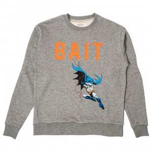BAIT x Batman Men Classic Batman Logo Crewneck Sweater (gray)