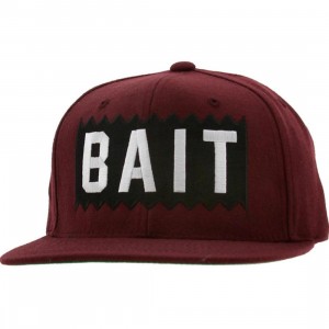 BAIT Box Logo Snapback Cap (maroon / white)