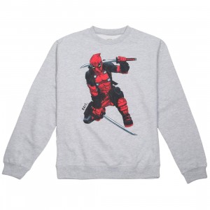 BAIT x Marvel Men Deadpool Two Swords Crewneck Sweater (gray / heather)