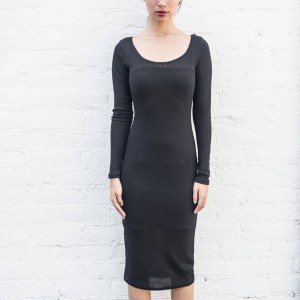 BAIT Women Body Con Dress With Inner Slip - Made in LA (black)
