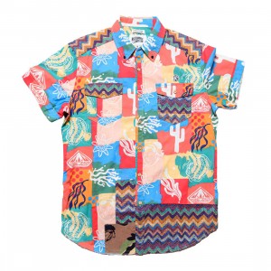 Billionaire Boys Club Men Axis Woven Short Sleeve Shirt (pink / deep sea coral)