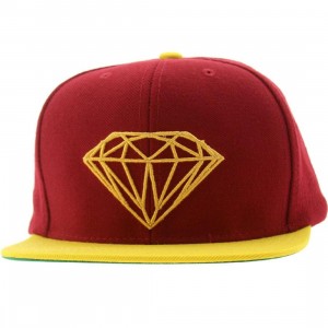 Diamond Supply Co Brilliant Snapback Cap (burgundy / yellow)