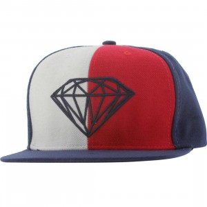 Diamond Supply Co Brilliant Leather Back Buckle Adjustable Cap (red / white / blue)
