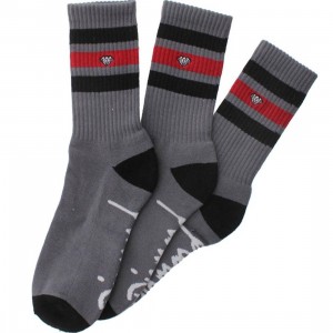 Diamond Supply Co 3 Pack High Stripe Socks (grey / black / red) 1S