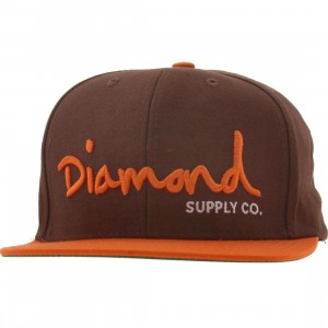 Diamond Supply Co OG Logo Snapback Cap (brown / orange)