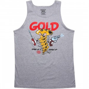 Gold Screw Up Tank Top (athletic heather)