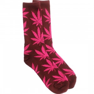 HUF Plantlife Crew Socks (burgundy / wine / pink) 1S