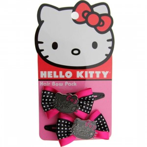 Hello Kitty Logo Hair Bow (pink / black)