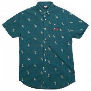 Ice Cream Men Lift Woven Short Sleeve (green / deep teal)
