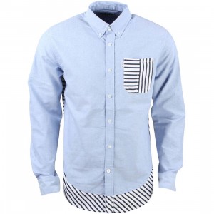 Staple Men Beta Striped Woven Shirt (blue / chambray)