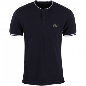 CLOT Men Half Collar Polo Shirt (navy)