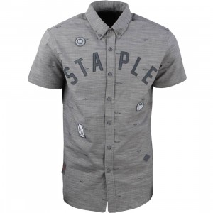 Staple Men Debris Patch Woven Shirt (gray)