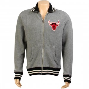 Mitchell And Ness Chicago Bulls French Terry Track Jacket (heather grey / black)