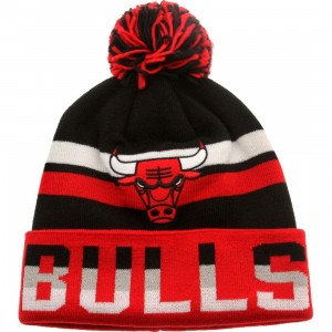 Mitchell And Ness Chicago Bulls Thicked Ribbed Knit Beanie (black / red)