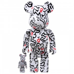 Medicom Keith Haring #8 100% 400% Bearbrick Figure Set (white)