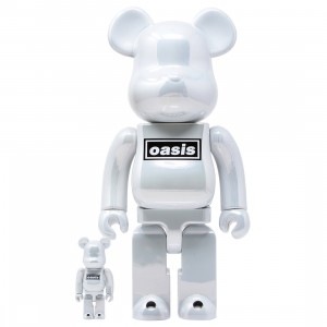 Medicom Oasis Merchandising White Chrome 100% 400% Bearbrick Figure Set (white)