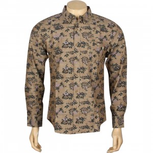 Obey Shelly Woven Long Sleeve Shirt (brown)