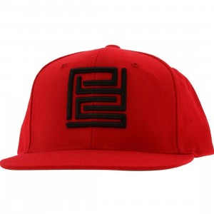 PYS Block Logo Snapback Caps - Black (red)