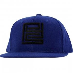 PYS Block Logo Snapback Caps - Black (royal blue)