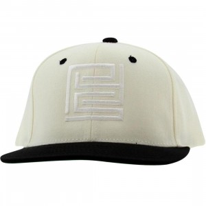 PYS Block Logo Snapback Caps - White (natural / black)