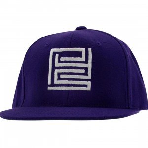 PYS Block Logo Snapback Caps - White (purple)