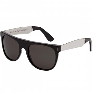 Super Sunglasses Flat Top Large Sunglasses (black / silver)