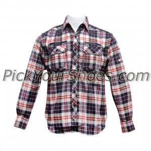 Sneaktip Flannel (navy / red plaid)