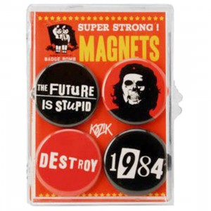 The Future Is Stupid Set Of 4 Magnets - Kozik (black / red)