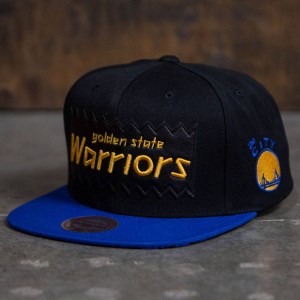 BAIT x NBA x Mitchell And Ness Golden State Warriors STA3 Wool Snapback Cap (black)