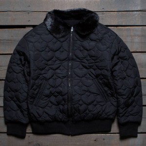 Lazy Oaf Women Black Heart Bomber Jacket (black)